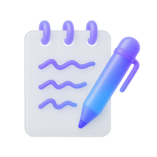 Note pad icon with scribbles and pen